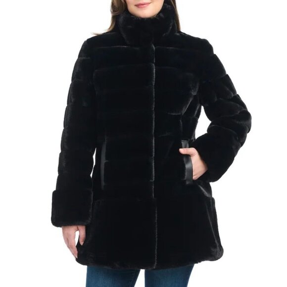 Jones New York Jackets & Blazers - Jones New York Black Faux Fur Coat